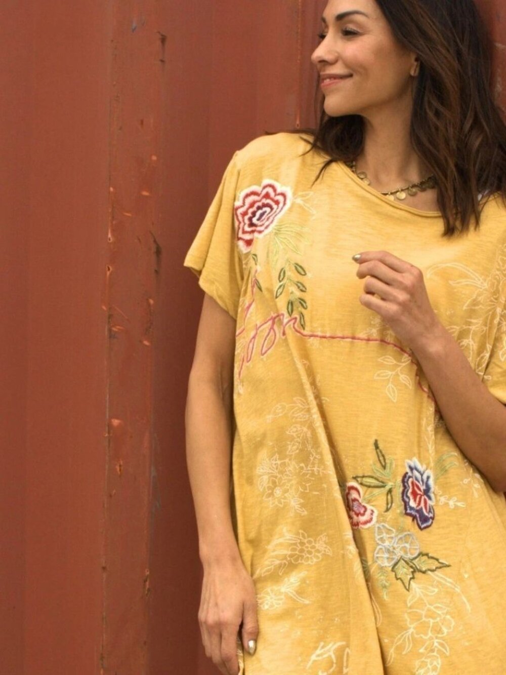 NWT Kyla Seo Comfort Desiree Dress Mellow Yellow Midi Floral Embroidery S Small